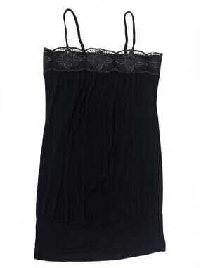 Black Lace Trim Babydoll Mini Dress Thin Straps Sz S Whimsy Goth Bohemian